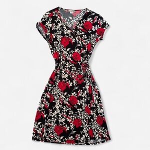Carol Rose Black and Red Floral Mini Dress